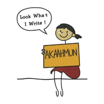 creative cartoon writing embroidery design