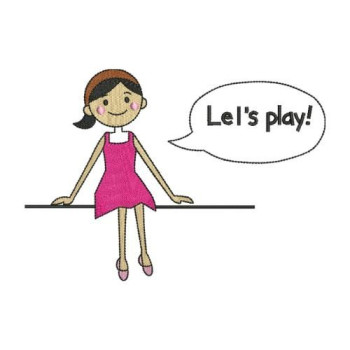 Cheerful Cartoon Girl Embroidery Design