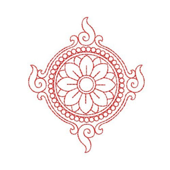 Circular Floral Mandala Frame Outline Machine Embroidery Design