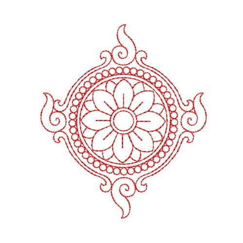 Circular Floral Mandala Frame Outline Machine Embroidery Design