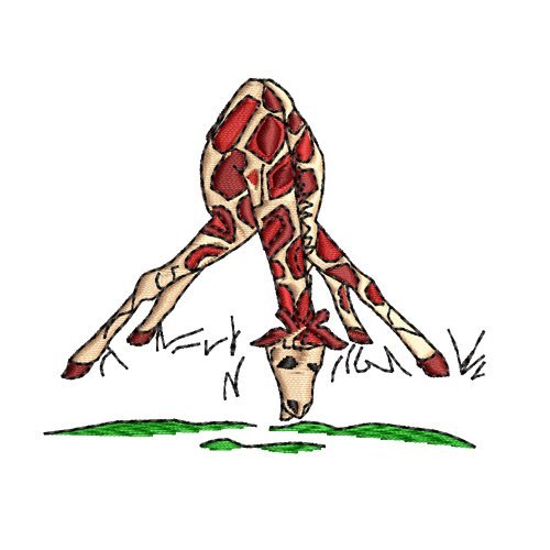 Cute Giraffe Eating Grass Embroidery Design