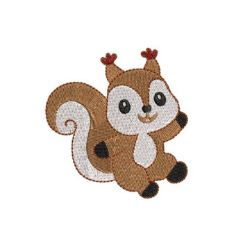 Cute Sitting Squirrel Machine Embroidery Design