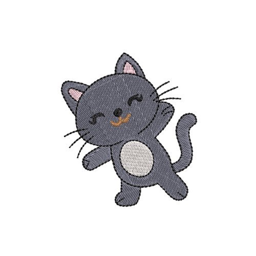Dabbing Grey Cat Machine Embroidery Design