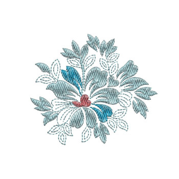 Delicate Tri-Color Floral Butti Embroidery Design