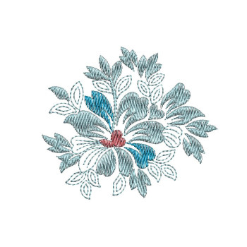Delicate Tri-Color Floral Butti Embroidery Design