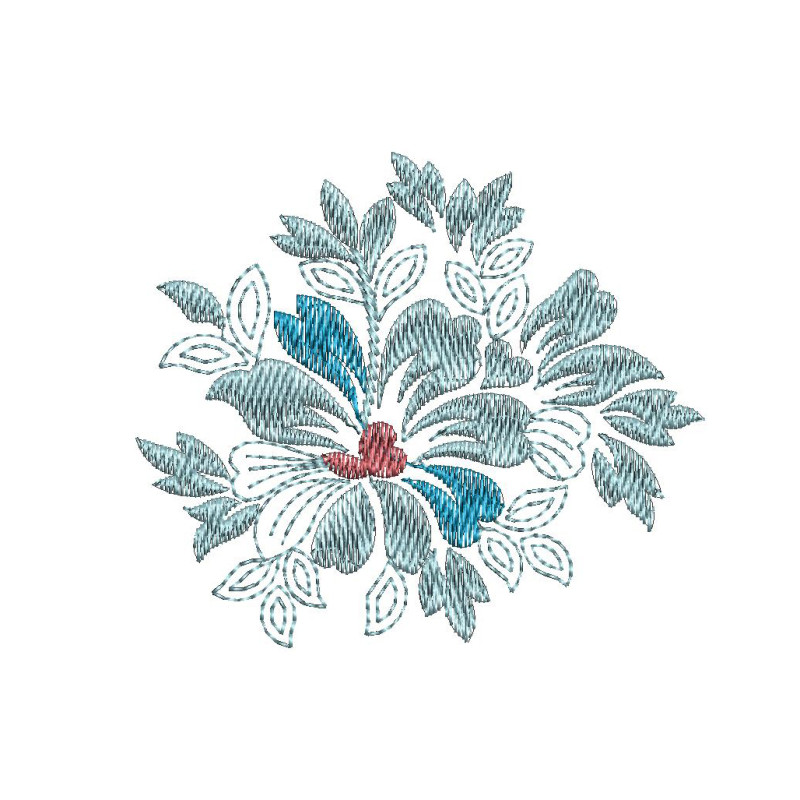 Delicate Tri-Color Floral Butti Embroidery Design