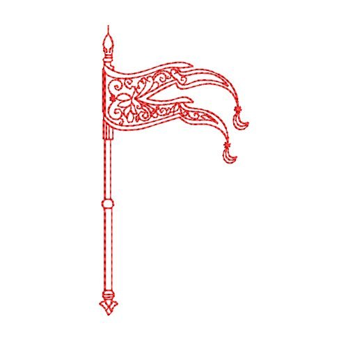 Outline Dhwaj Flag Religious Motif Machine Embroidery Design