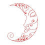 Elegant Crescent Moon Face Motif Machine Embroidery Design