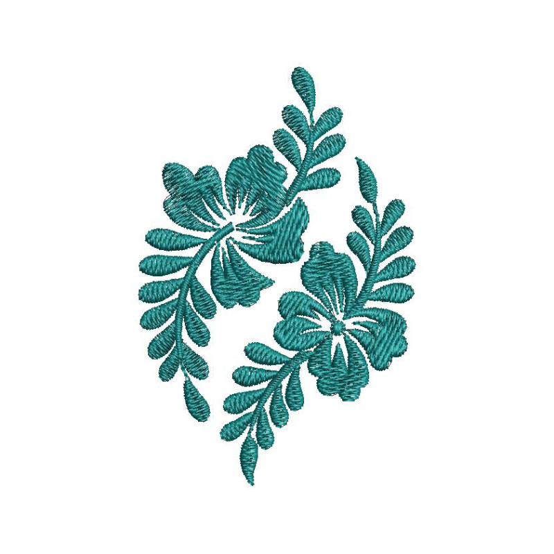 Elegant Monochromatic Leaf Embroidery Design 
