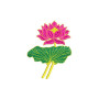 Elegant Pink Lotus Flower and Leaf Embroidery Design