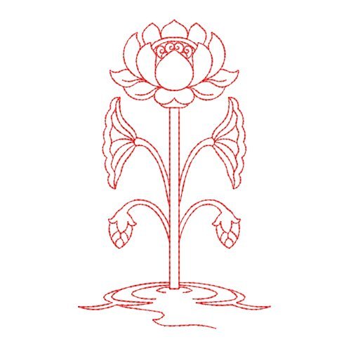 Elegant Vertical Lotus Flower Machine Embroidery Design