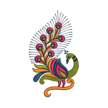 Vibrant Traditional Peacock Embroidery Design