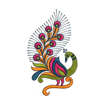 Vibrant Traditional Peacock Embroidery Design