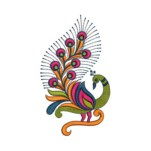 Vibrant Traditional Peacock Embroidery Design
