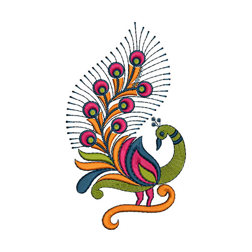 Vibrant Traditional Peacock Embroidery Design