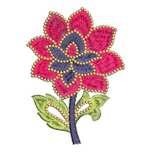 Flower with Leaves Embroidery Pattern