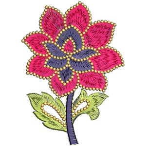 Flower with Leaves Embroidery Pattern