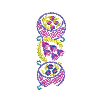 Folk Art Floral & Greek Key Vertical Embroidery Design