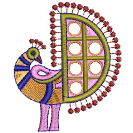 Geometric Peacock Applique Embroidery Design