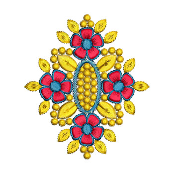 Indian Mughal Floral Embroidery Motif