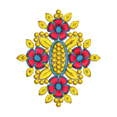 Indian Mughal Floral Embroidery Motif
