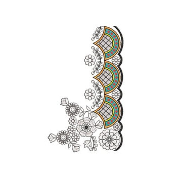 Indian Floral Corner and Border Machine Embroidery Design