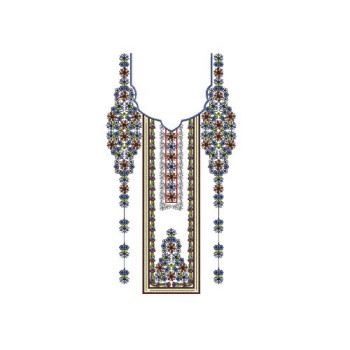 Intricate Ethnic Neckline Yoke Embroidery Design