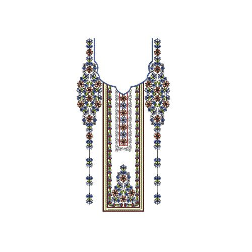 Intricate Ethnic Neckline Yoke Embroidery Design