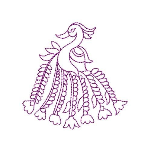 Kerala Royal Peacock Outline Embroidery