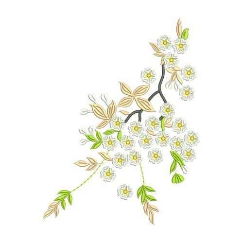 Large Minimalist Floral Branch Embroidery Design