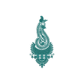 1-Color Teal Paisley Design