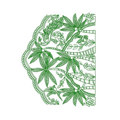 Lush Green Fern Leaf Machine Embroidery Design