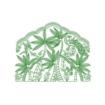 Lush Green Fern Leaf Machine Embroidery Design