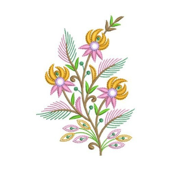 Lush Green Floral Embroidery Design