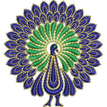 Metal Thread Peacock Embroidery Design 26288