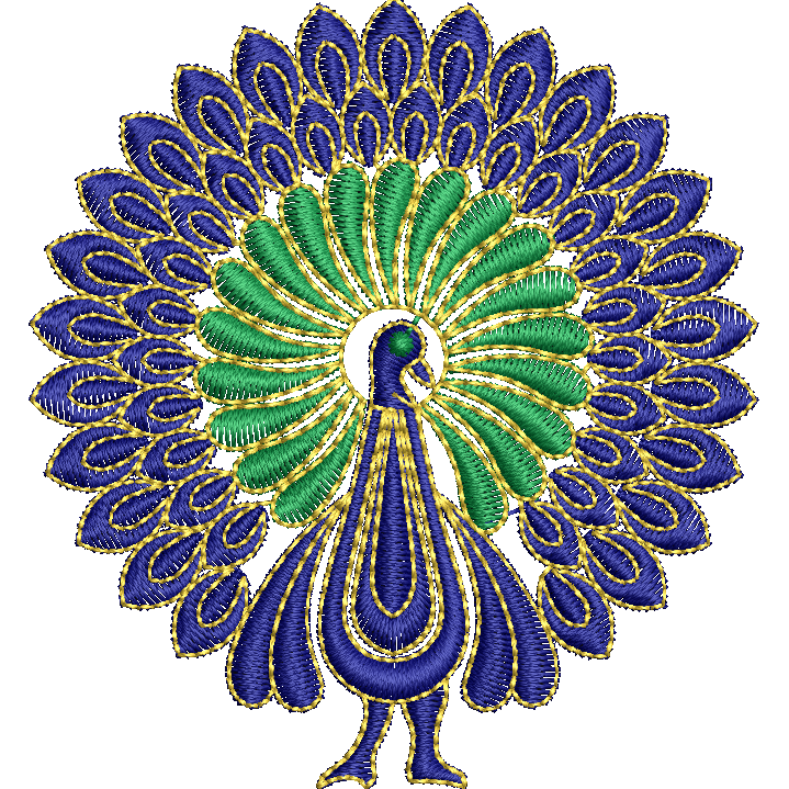 Metal Thread Peacock Embroidery Design 26288