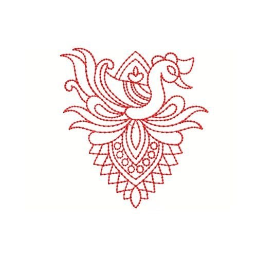 Myanmar Art Bird Outline Embroidery Design