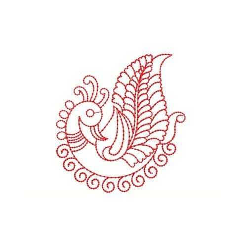 Mylar Paisley Peacock Plume Embroidery Design