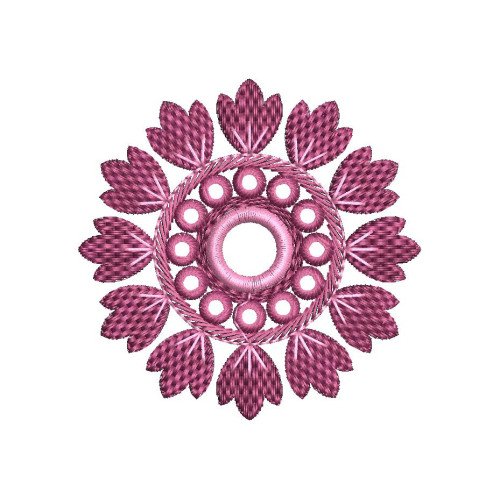 Petite Pink Floral Circle Embroidery Design