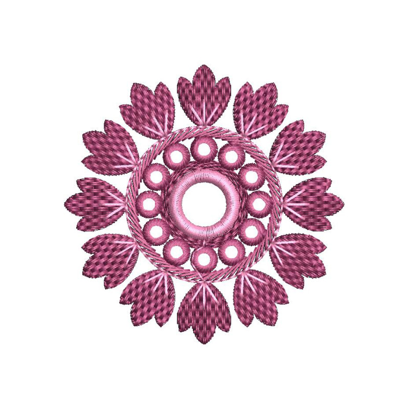 Petite Pink Floral Circle Embroidery Design