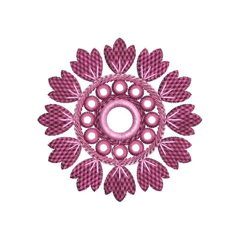 Petite Pink Floral Circle Embroidery Design