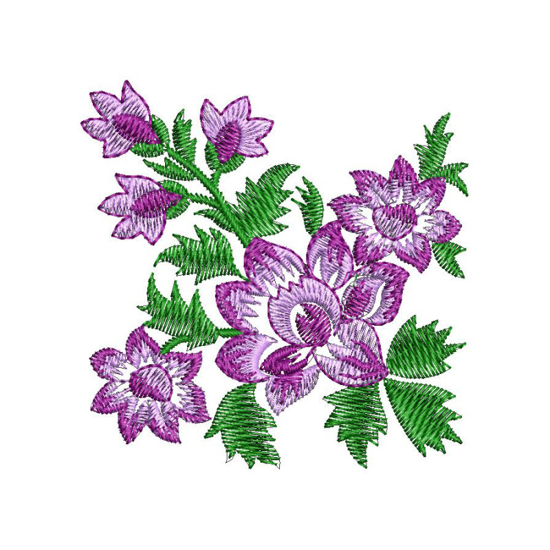Petite Purple Posy - Vibrant Floral Bouquet Embroidery Design