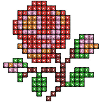 Pixelated Rose Cross Stitch Machine Embroidery Design