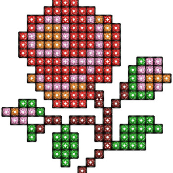 Pixelated Rose Cross Stitch Machine Embroidery Design