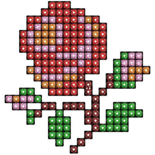 Pixelated Rose Cross Stitch Machine Embroidery Design