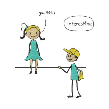 layful stick figure interaction embroidery design