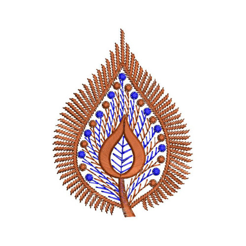 Realistic Shaded Leaf Embroidery Design