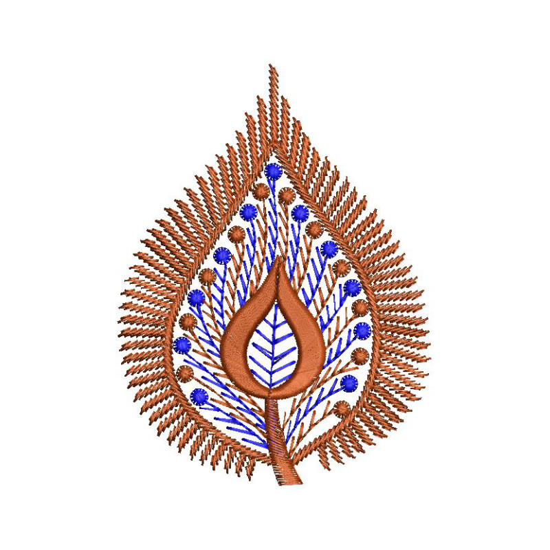 Realistic Shaded Leaf Embroidery Design