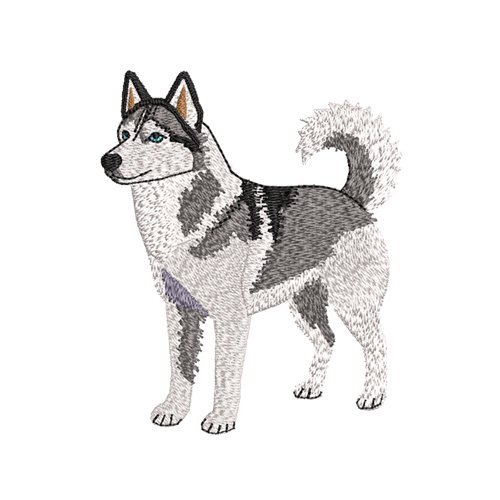 Siberian Husky Dog Portrait Embroidery Design