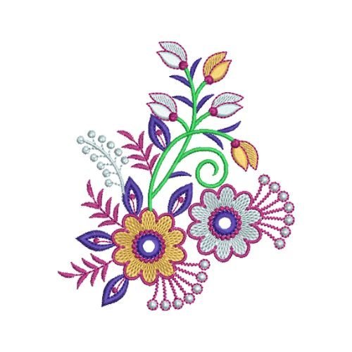 Small Zinnia Blooms Embroidery Design